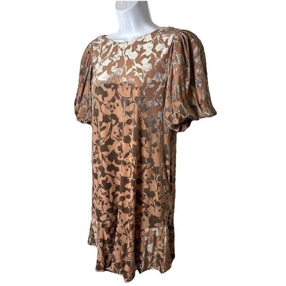 THML Velvet Flutter Dress Size Medium Brown Copper Shimmer WCT2276-3 - Picture 3 of 14